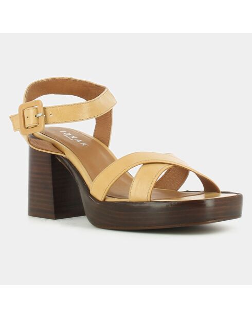 Beauvoir Sandalen aus Kamelleder - 8 cm Absatz