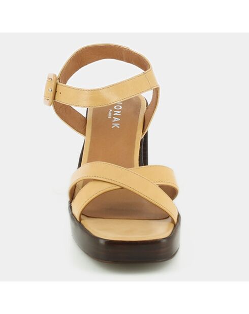 Beauvoir Sandalen aus Kamelleder - 8 cm Absatz