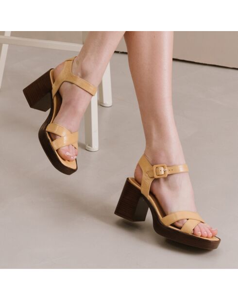 Beauvoir Sandalen aus Kamelleder - 8 cm Absatz