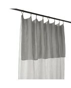 Rideau ajustable en gaze de Coton avec 8 anneaux pince gris - 140x300 cm