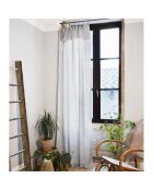 Rideau ajustable en gaze de Coton avec 8 anneaux pince gris - 140x300 cm