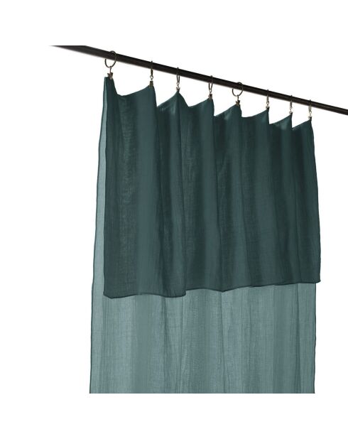 Rideau ajustable en gaze de Coton avec 8 anneaux pince bleu - 140x300 cm