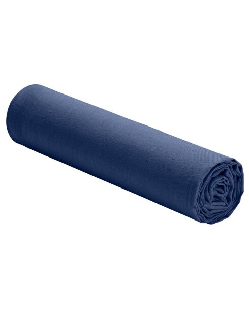 Drap housse 100% Lin Bleu Cobalt bleu