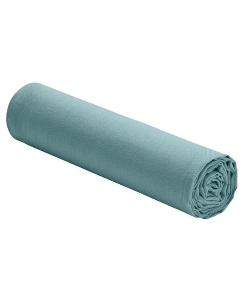 Drap housse 100% Lin Bleu Stone bleu