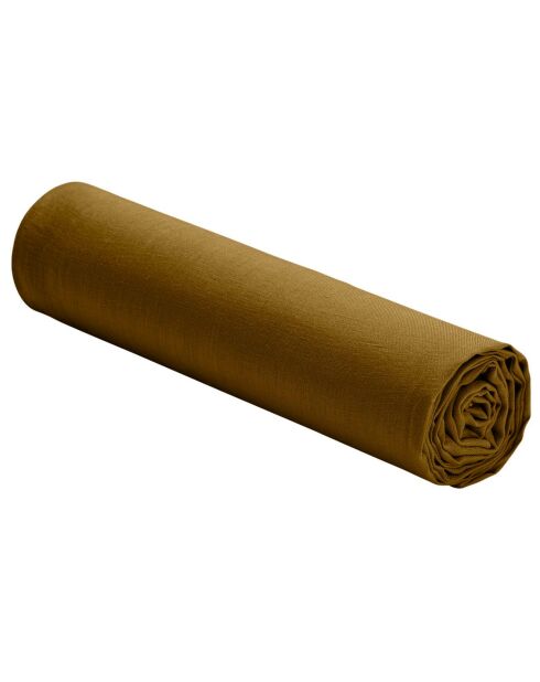 Drap housse 100% Lin lavé Moka marron