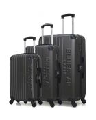 3 Valises 4 roues simples Bucarest 55/65/75 cm gris foncé