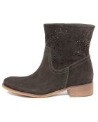 Bottines en Velours de Cuir Severine grises