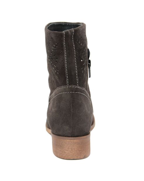 Bottines en Velours de Cuir Severine grises