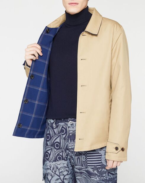 Blouson en Coton bio réversible beige/bleu