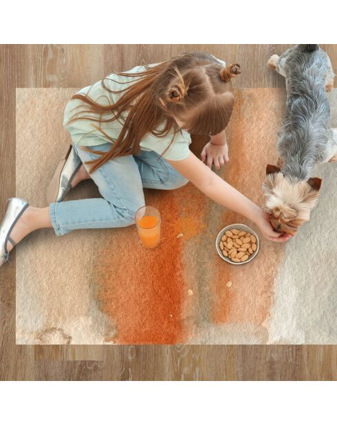 Acuarela abstracta oranje/grijs vinyltapijt - 70x100 cm