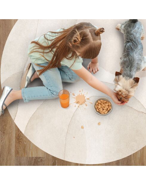 Tapis vinyle rond Nadya beige - D.100 cm