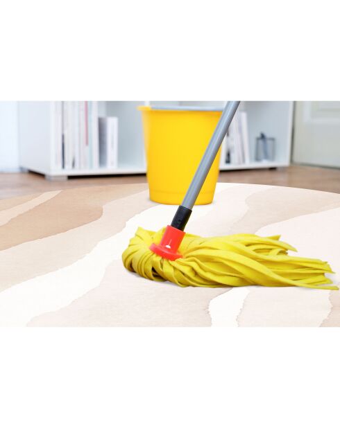 Runder Vinylteppich Yeva in Beige/Braun, D.100 cm