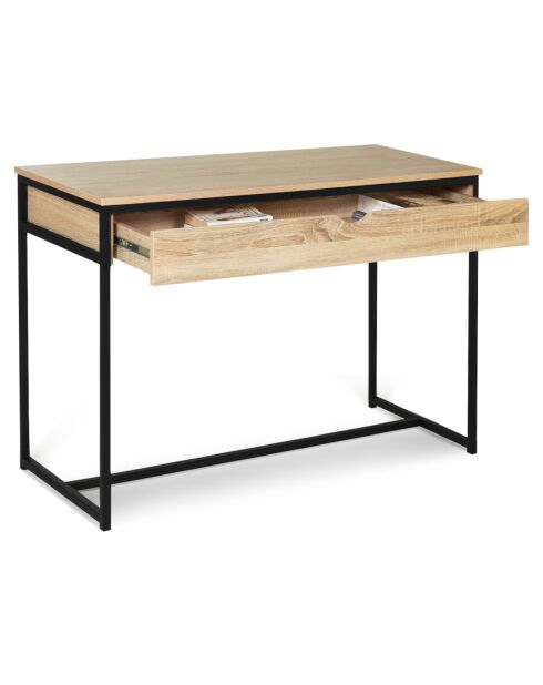 Bureau 1 Tiroir Memphis marron/noir - 110x50x75 cm