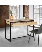 Bureau 1 Tiroir Memphis marron/noir - 110x50x75 cm