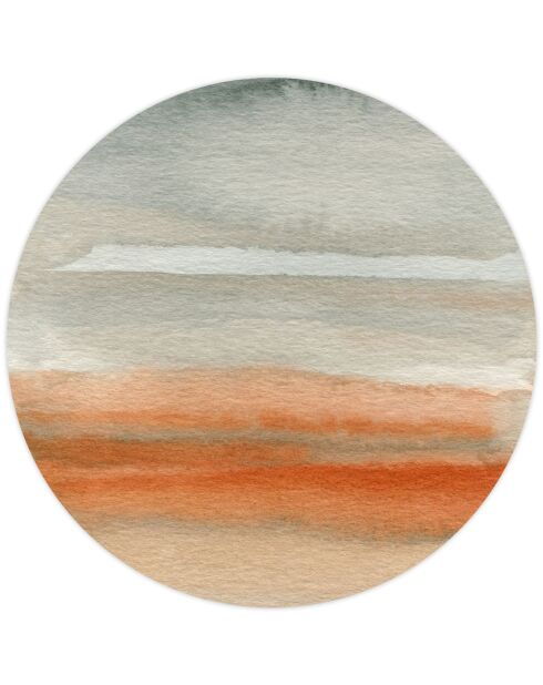 Tapis vinyle rond Acuarela abstracta orange/gris - D.150 cm