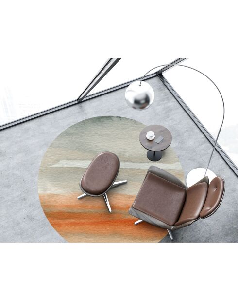Tapis vinyle rond Acuarela abstracta orange/gris - D.150 cm