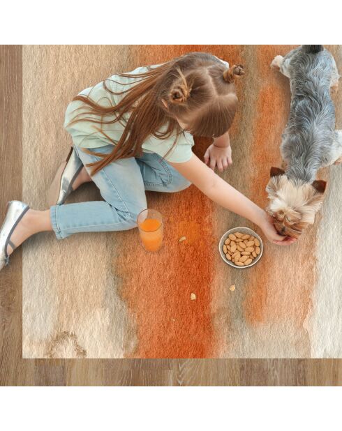 Acuarela Abstracta Vinylteppich orange/grau - 133x200 cm