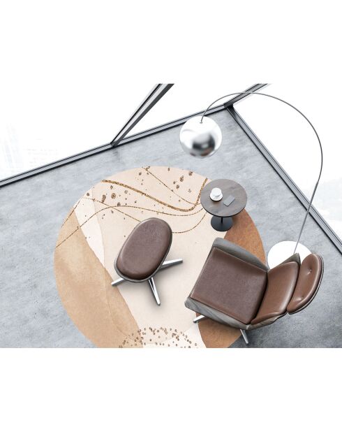 Tappeto rotondo in vinile Olesya beige/marrone - D.200 cm