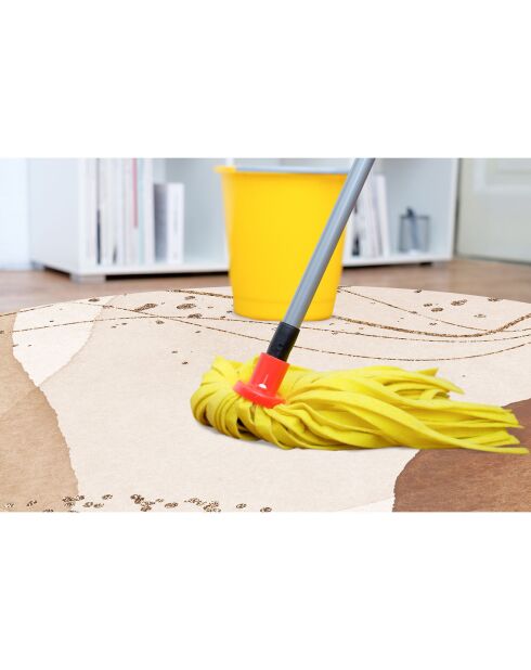 Tappeto rotondo in vinile Olesya beige/marrone - D.200 cm