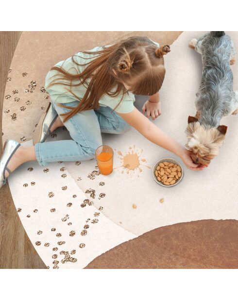 Tappeto rotondo in vinile Olesya beige/marrone - D.200 cm