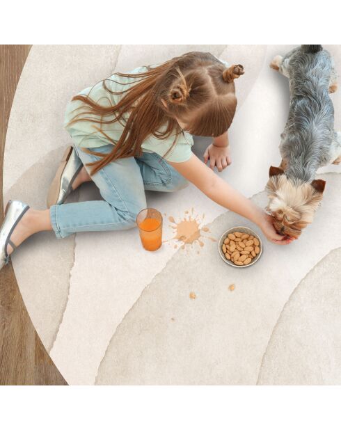 Tappeto rotondo in vinile beige Nadya - D.200 cm