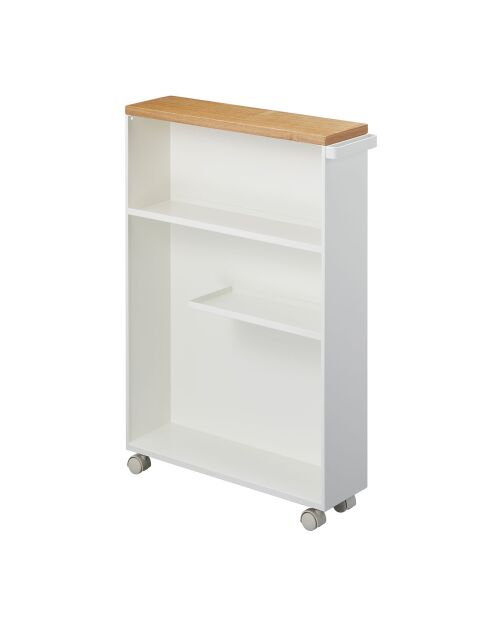 Carrello stretto bianco Tower con ruote - 13x47,5x68 cm