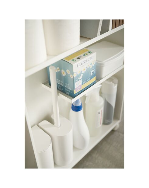 Carrello stretto bianco Tower con ruote - 13x47,5x68 cm