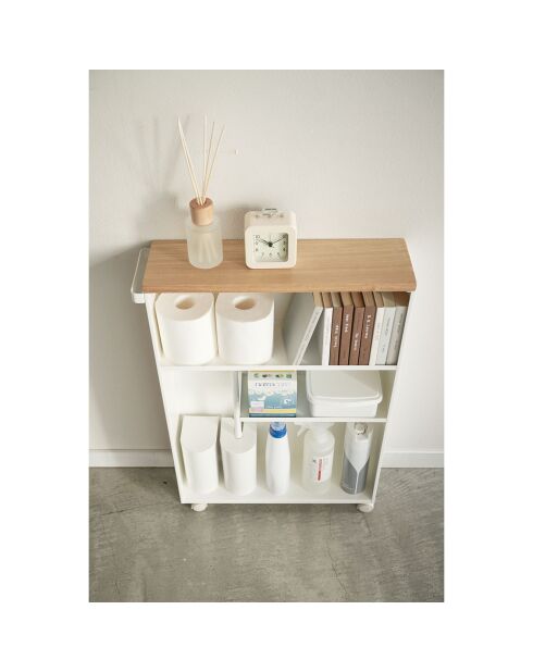 Carrello stretto bianco Tower con ruote - 13x47,5x68 cm