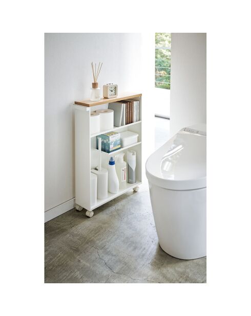 Carrello stretto bianco Tower con ruote - 13x47,5x68 cm