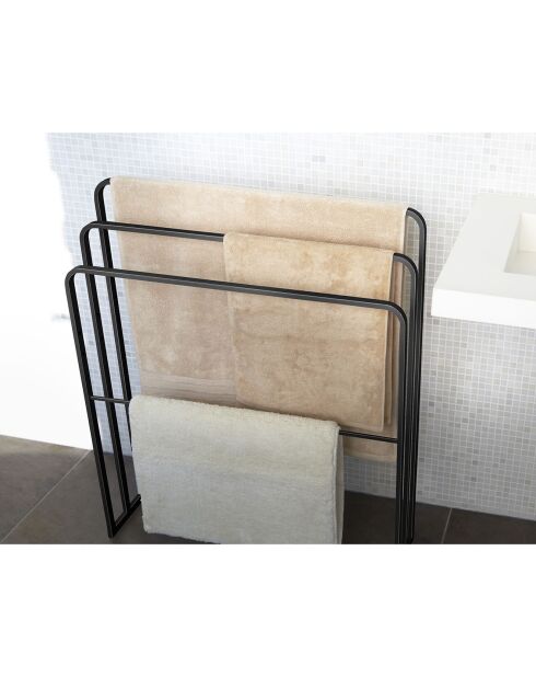 Tower 3-bar zwarte badlakenhouder - 70x14x81 cm