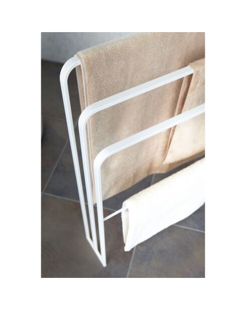 Witte badlakenhouder Tower met 3 stangen - 70x14x81 cm