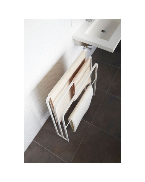 Witte badlakenhouder Tower met 3 stangen - 70x14x81 cm
