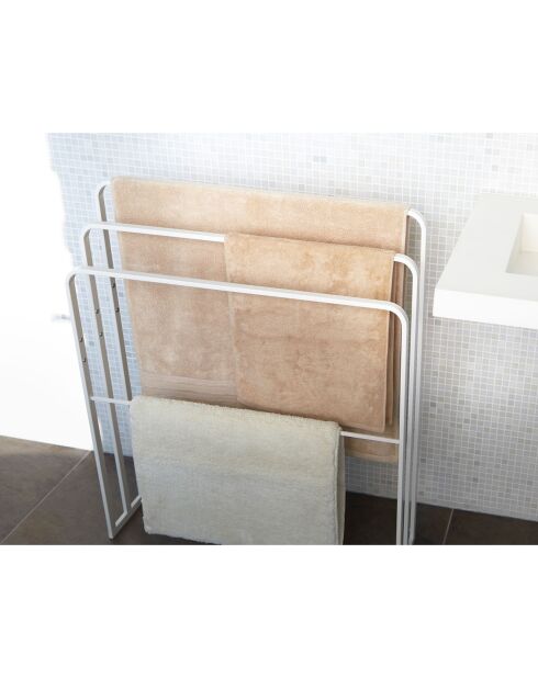 Witte badlakenhouder Tower met 3 stangen - 70x14x81 cm