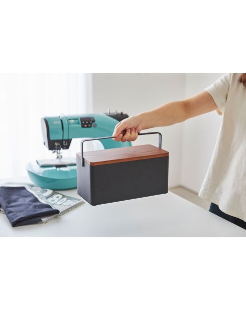 Boîte à couture Tower noire - 27x14x13.5 cm