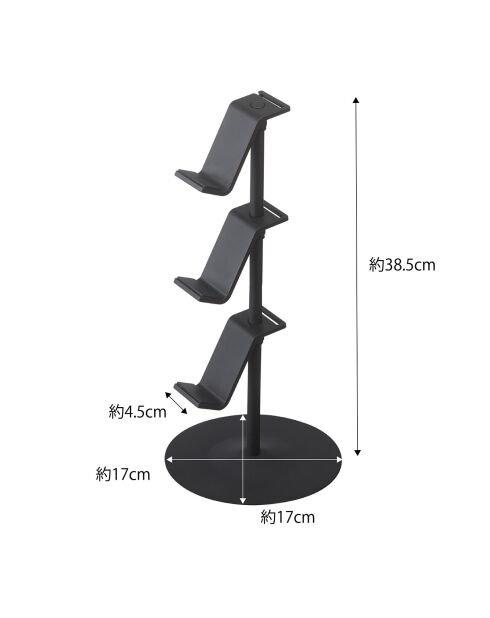 Support pour manettes de jeu noir - 17x17x38.5 cm