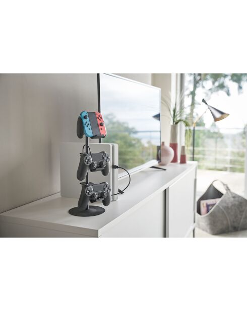 Support pour manettes de jeu noir - 17x17x38.5 cm