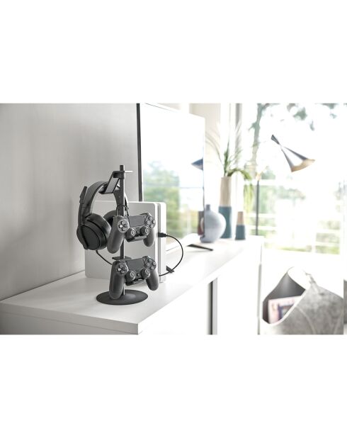 Support pour manettes de jeu noir - 17x17x38.5 cm