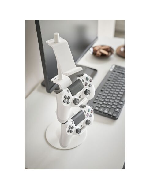 Support pour manettes de jeu blanc - 17x17x38.5 cm