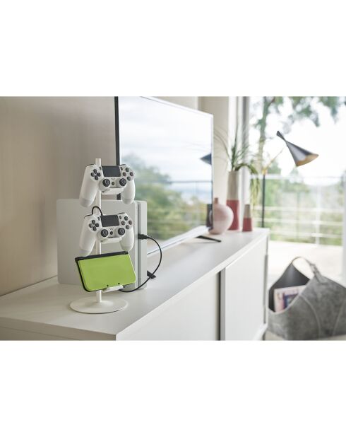 Support pour manettes de jeu blanc - 17x17x38.5 cm