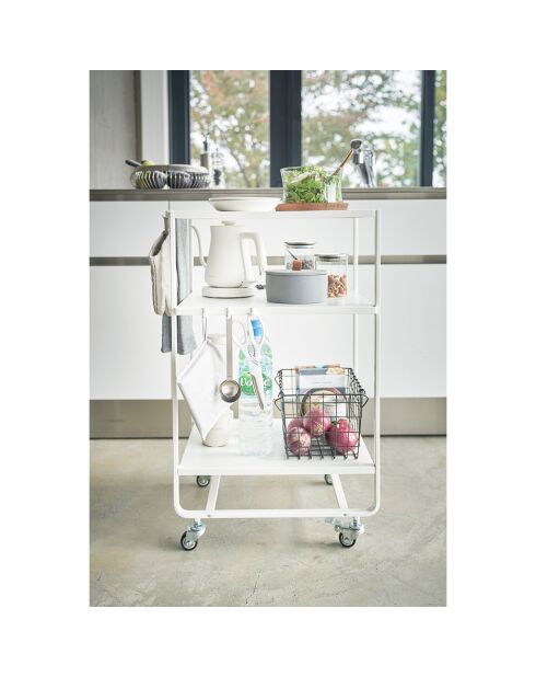 Chariot à 3 niveaux avec poignée Tower blanc - 38x49x81.5 cm