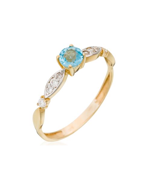 Runder Liebesring aus 0,29 Karat Gelbgold mit Topas und Zirkonia