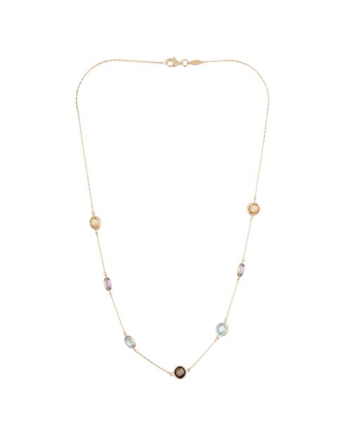 Farbige Multipierre Halskette 5,96 Karat Gelbgold