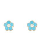 Boucles d'oreilles enfant Marguerite Email bleu or jaune