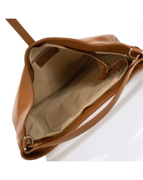 Bandolera Pau de piel coñac - 39x4x26 cm