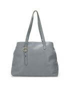 Sac porté épaule en Cuir Junie bleu minéral - 38x16x31 cm