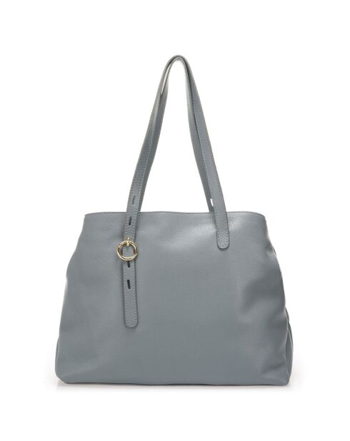 Borsa a tracolla Junie in pelle blu minerale - 38x16x31 cm