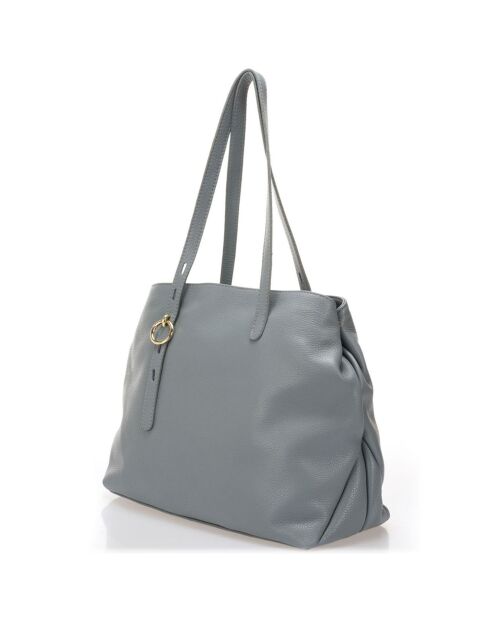Borsa a tracolla Junie in pelle blu minerale - 38x16x31 cm