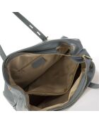 Sac porté épaule en Cuir Junie bleu minéral - 38x16x31 cm