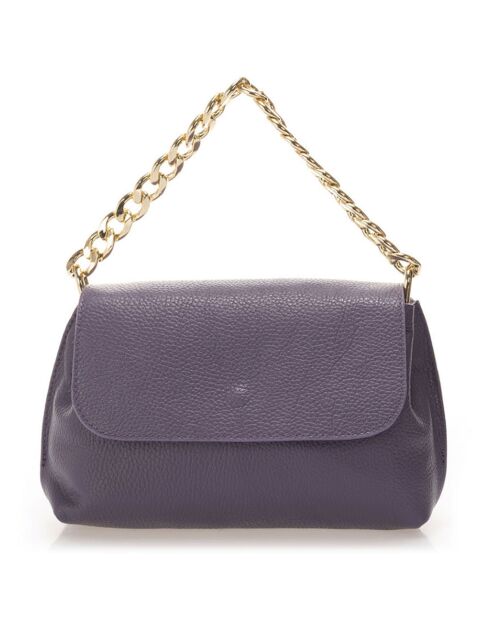 Sac porté épaule en Cuir Maya violet - 26x6x18 cm