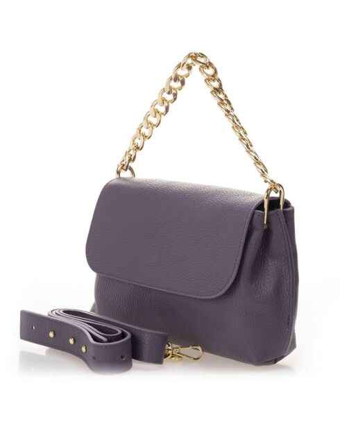 Sac porté épaule en Cuir Maya violet - 26x6x18 cm